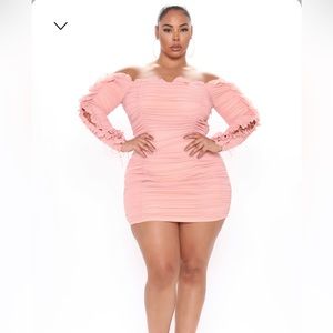 Fashion Nova Mauve Seriously Yours Ruched Mjni Dress in 1X